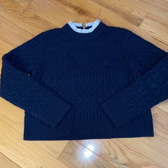 NWT Club Monaco Pointelle Cable Wool Sweater size XL - Picture 6 of 12